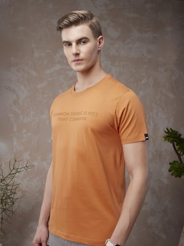 Image of Bewakoof Men's Typography Regular Fit Half Sleeve Round Neck T-Shirt American Pima | | Lightweight | Multipurpose