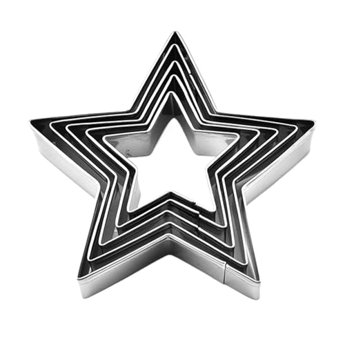 Wuvfojca - Juego de 15 piezas con forma de estrella de acero inoxidable, 5 tamaños, formas de cortador de frutas y verduras para galletas Fondant niño vacaciones fiesta