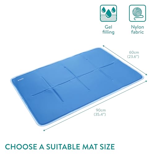 Navaris Kühlmatte für Hunde - Kühlmatte Hund - Selbstkühlende Hautiermatte mit Gel - Kühlmatte für Haustiere - Erfrischung für deinen Liebling - 60 x 90 cm - blau