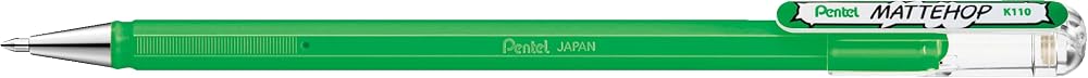 Pentel Hybrid MATTEHOP Gel Roller, 1.0mm, Matte Green Ink, Box of 12 each, (K110-VD)