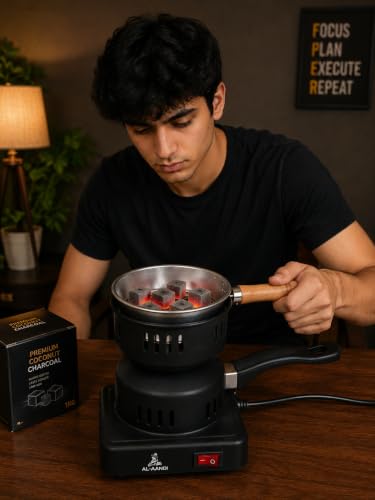 Image of Al-Afandi 1000w Hot Plate Charcoal Burner Sigdi Electric Stove Insant Coal Burner Coffe Maker, Boiling Water, Making Tea 5 minutes Coal Heater - Black