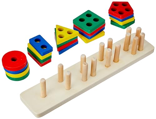 Brinquedo Encaixe Formas e Cores, 5 colunas e 20 peças, Toy Mix