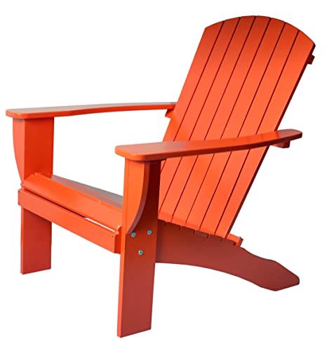 Riverstone Solid Cedar Adirondack Extra Wide Chair With Build In Bottle Opener & Matching Folding Table - Orange #TOP5
