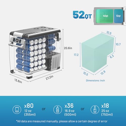 Image of Alpicool CF55 Portable Freezer,12 Volt Refrigerator, 52 Quart (49.4 Liter) Fast Cooling 12V Car Fridge Freezer -4℉~68℉, Car Cooler, 12 /24V DC and 100-240V AC for Outdoor, Camping, RV, Truck