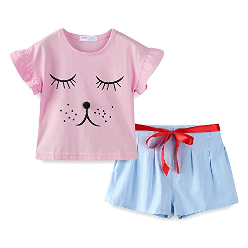 Pantalones cortos para niñas Mud Kingdom con cintura elástica cómoda y estampado rosa
