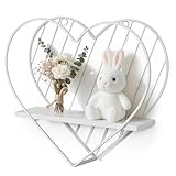 Afuly Cute Floating Shelves White Heart Shaped Decorative Aesthetic Small Shelf Heart Decor for Girls Room Bedroom Nursery Living Room Plant Photo Display Wall Shelf