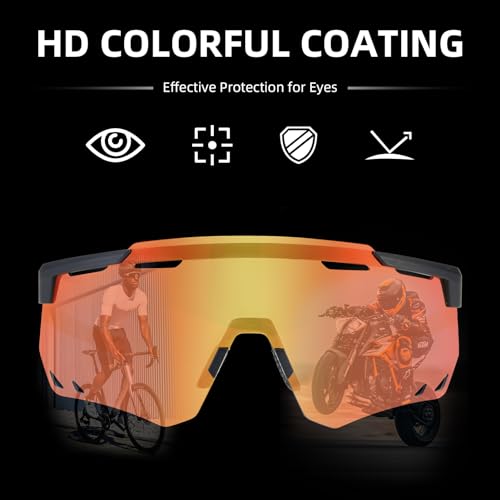 Image of ROCKBROS Polarized Cycling Glasses, Sports Sunglasses for Men Woman, UV Protection Biking Sunglasses for Running Fishing Driving