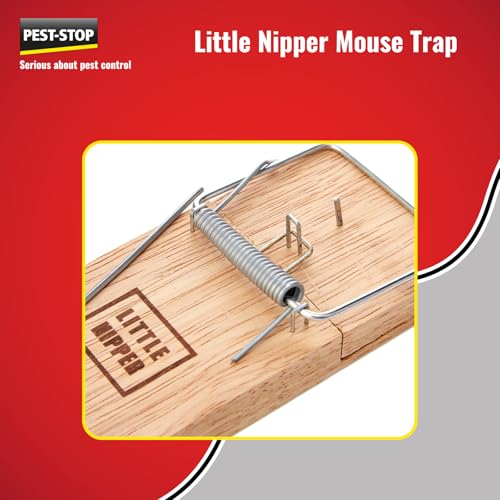 Pest-Stop Little Nipper Mouse Trap - Wooden Traps for Indoors - Durable Reusable Snap Traps - Mice Trap for Rodent Control - Mouse Traps for Home and Office - Contains 1 Loose Trap
