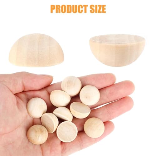 Image of 100Pcs Unfinished Half Wood Beads Wood Half Beads for Paint DIY Projects Toy 1.5cmx0.75cm