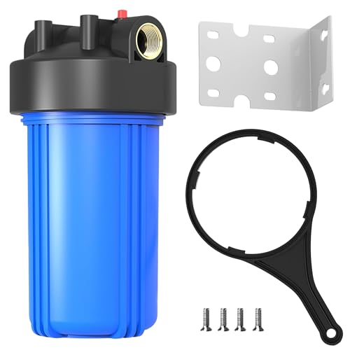 AquaWeaver Whole House Water Filter Housing (WH-10HD), 10\" x 4.5\" Sediment Carbon Filter Universal Housing, Pre-Filtration System for Well and City Water, 1\" NPT Port, Pressure Release