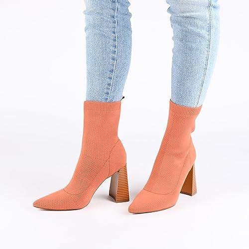 Journee Collection Womens Tru Comfort Foam Noralinn Wide Width Tapered Stacked Block Heel Knit Booties Tan 11 Wide WOMENS US | Image 5