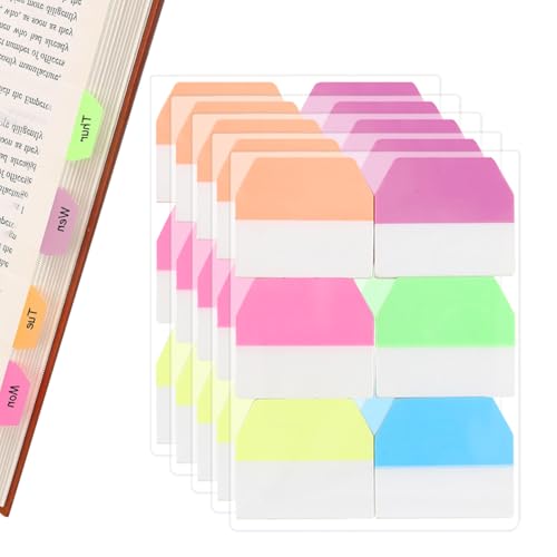 600 PCS Sticky Index Tabs Flags Set, Writable Sticky Book Tabs, Transparent Page Markers Tab, Page Markers Tape Flags for Revision, Books, School Office(Color:Multicolored)