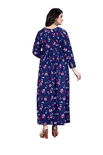 Image of H.E HAMZA ENTERPRISER Printed Crepe Material Brown Western Dress For Women