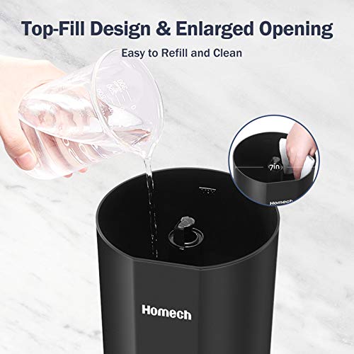Homech Top Fill Humidifiers,4L Smart Air Humidifier with 3 Cool Mist Level Adjustable,AI Mode,12H Timer,Sleep Mode,28dB Quiet Ultrasonic Humidifiers for 15-40 Hours Run Time-Black (HM-AH005)