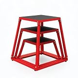 Stahl Plyometric Jump Box Set 34/45/60cm, Tragkraft: 226 kg, Rot+Schwarz