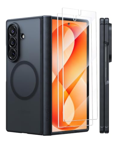 Image of TORRAS Magnetic Slim for Samsung Galaxy Z Fold 8 Ultra Case Matte Black | 2x Screen Protector Included, Fit for MagSafe, 4X Military Grade Hinge Protection Shockproof, Translucent, Silk-Smooth Feel