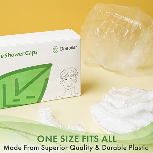 Obeailar Disposable Shower Caps, 100pcs Large Transparent Shower Cap For Women & Men, Waterproof Elastic Bath Cap For All Head Sizes, Great For Travel, Home Use, Spa, Multipurpose Plastic Hair Caps - Thumbnail 7