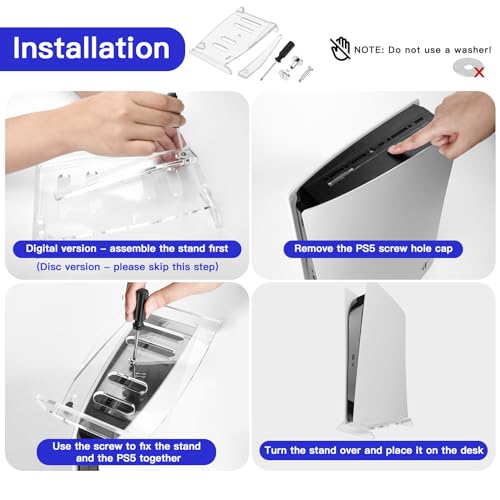 CaSZLUTION Suporte vertical de substituição PS5 para console PlayStation 5 versão em disco e edição