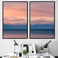 2 Piece Framed Canvas Wall Art Sunset in The Mountains Canvas Prints Home Artwork Decoration for Living Room,Bedroom - 16