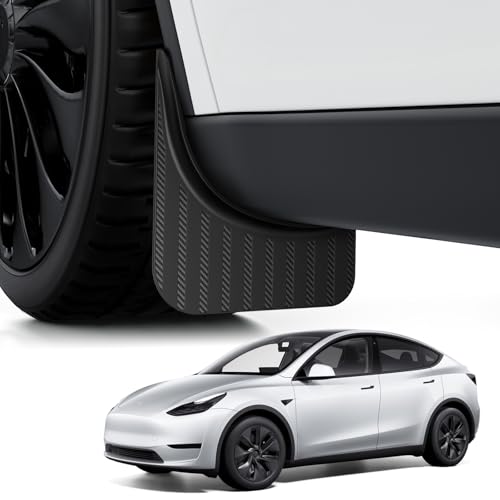 BASENOR Tesla Model Y Mud Flaps Splash Guards Aerodynamic Fender [No Drilling No Tape] [Paint Protection] All Weather Tire Protector Mudflaps for Model Y 2020-2024 Exterior Accessories