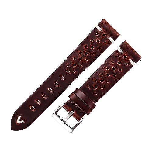 Bracelet de montre en cuir véritable poreux contre la transpiration | Fixation rapide