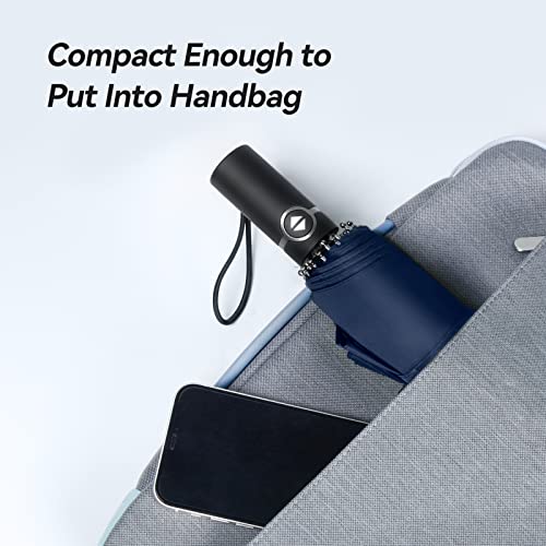 Techrise Large Windproof Umbrella, Wind Resistant Compact Travel Folding Umbrellas, Ladies Auto Open Close Strong Wind Proof Rain Proof With 10 Ribs Golf Umbrella Collapsible For Men Women (Blue) #TOP2