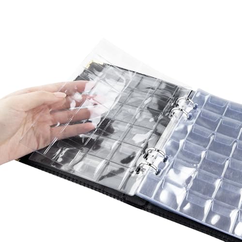 Crynvor Tasche Raccoglitore Monete Euro, 20 Pagine Libro Porta Monete Da Collezione, Album Monete Con Cerniera, 480 Tasche Album Portamonete, Album Libro Per Collezionisti, Album Delle Monete (Nero) - 3