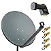 Produktbild PremiumX Satelliten-Komplettanlage 60cm Satellitenschüssel Stahl Anthrazit Satellitenantenne SAT Twin LNB 4X F-Stecker 2 Teilnehmer
