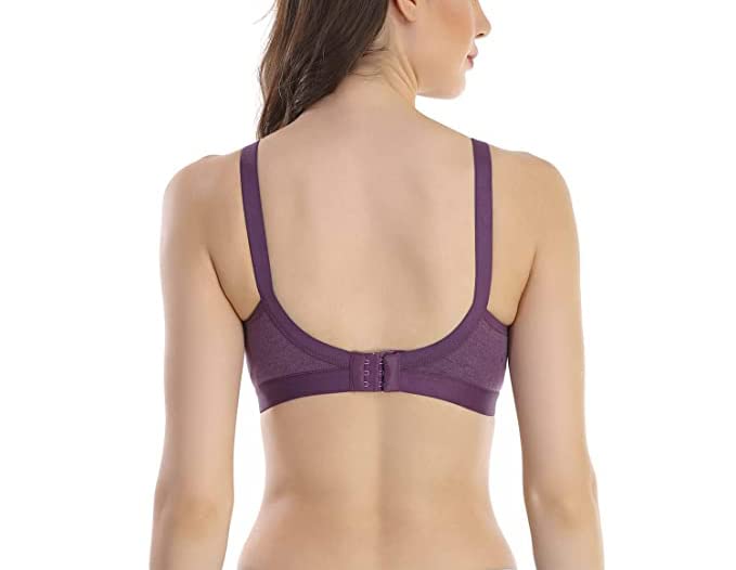 Image of SKDREAMS Blue & Brown & Purple-32D Cotton Blend Seamless Non Padded Non-Wired Full Coverage Pack of 3 Women T-Shirt Bra Combo