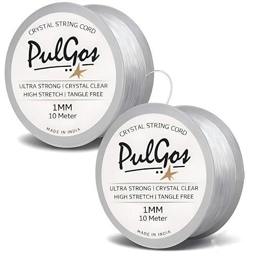 Image of PulGos ๐๐๐ Pack-๐ Crystal Elastic Cord-1.0mm |Round Beading Thread for Bracelet Necklaces DIY Handmade Jewelry Making |Strong & Durable Spool for Crafting Flexible String for Beads & Accessories