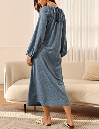 Zexxxy Women's Lantern Long Sleeve Nightgowns Pleated Oversize Maxi Night Shirts For Sleeping Comfy Sleepwear #TOP1