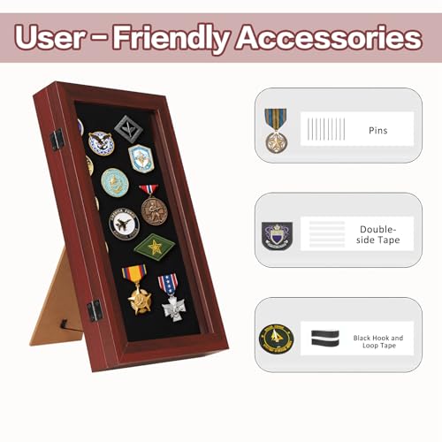 image for Verani 8.5 x15 Pin Display Case with Real Glass Door Frame Bracket for