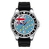 Länder Flaggen Uhr Timest - Tuvalu - Länder Flaggen Uhr Unisex Erwachsene mit Silikonarmband in schwarz SE0550SB