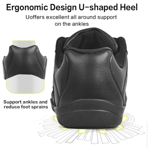 Image of CADIDL Cheer Shoes for Women Black Cheerleading Athletic Dance Shoes Girls Flats Tennis Walking Sneakers