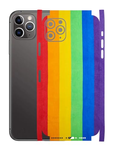 Image of AtOdds - Full Body Back Screen Guard Protector Film - Lamination Wrap Skin Sticker for iPhone 11 Pro Max | Scratchproof Matte Finish (Design - Rainbow)