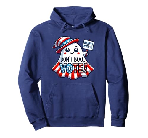 Don't Boo Vote Harris Walz 2024 Patriotic Halloween Mashup Pullover Hoodie