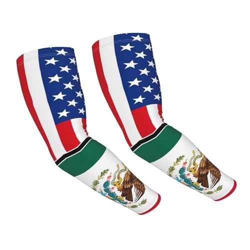 IRON1974 American flag and Mexican flag Summer Ice Silk Sunscreen Arm Sleeves Cycling Arm Protection Cover Tool Wraps