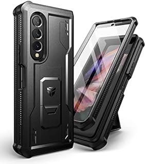 Dexnor for Samsung Galaxy Z Fold 3 5G (2021) Case, Full-Body Dual Layer Rugged Case with Built-in Screen Protector & Kickstand & S Pen Slot - Black