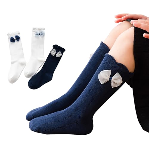 3 Pairs Kid Girls Ruffle Princess Socks Casual Comfy Crew Bow Socks Cute Lightweight Frilly Dress Socks2