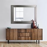 Head West Metallic Gray Raised Lip Framed Wall Vanity Beveled Mirrors, Bathroom Mirrors, Rectangle Mirrors, Living Room Mirrors - 31.5' x 43.5'