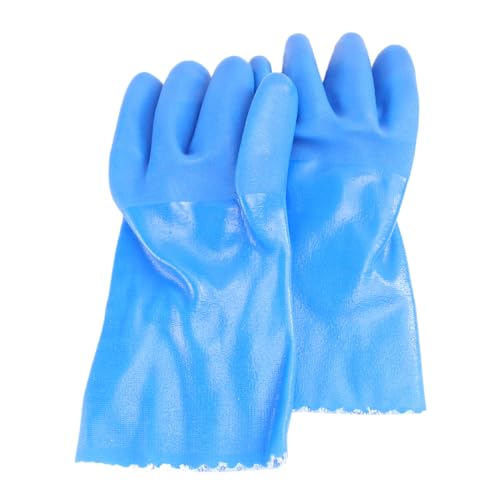 Guantes de PVC industriales azules antideslizantes para protección contra ácidos y aceites
