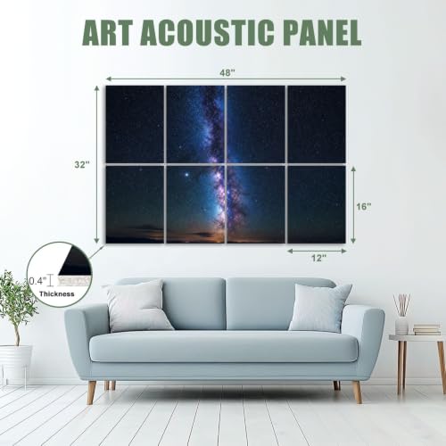 8 Paneles Acústicos Decorativos Absorbentes de Sonido de Espacio Profundo Estrella Cielo 48"x32" para Estudios de Grabación Oficina miniatura 2