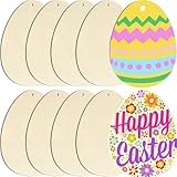 Wooden Easter Ornaments to Paint, Egg Wooden DIY Blank Unfinished Round Wood Discs Ornament for Crafts Hanging Decorations,Slices for Painting Crafts and Easter Decorations(10PCS)