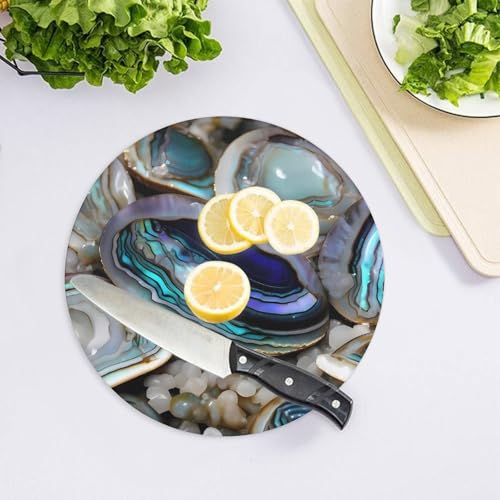 Planche à découper en verre imprimé ormeau nacre cadeau idéal chef - 5