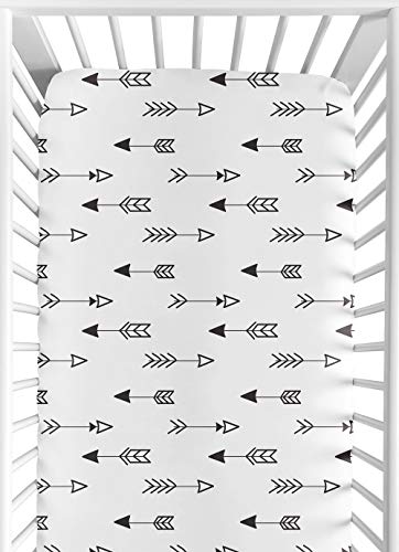 Sweet Jojo Designs Black and White Arrow Boy, Girl, Unisex/Gender Neutral Baby Fitted Crib Sheet for Infant Newborn Nursery Toddler Bed Room Standard Mattress - for Black and White Fox Collection