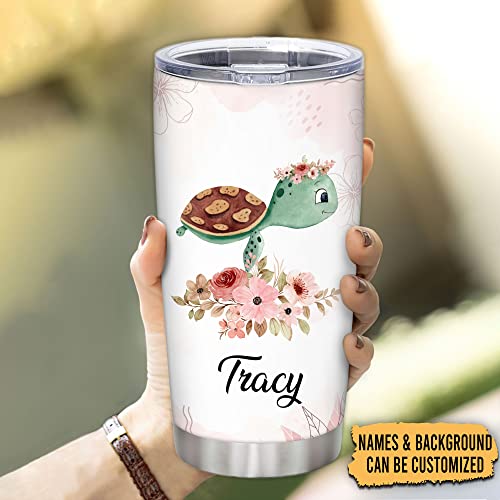 Hyturtle Sea Turtle Tumbler Personalized Stainless Steel Insulated Tumblers 20Oz 30Oz Coffee Travel Mug With Lid Birthday Christmas Customized Gifts For Women Girls Turtles Animal Lover Custom Name #TOP1