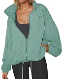 Yousify Womens Waterproof Rain Jackets Lightweight Zip Up Raincoat Outdoor Hiking Hooded Windbreaker with Pocket