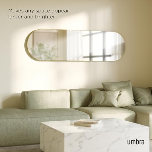 Umbra Hubba Pill Mirror, Large Entryway Wall Mirror, 62x18, Brass by Umbra - Used condition - Image 5