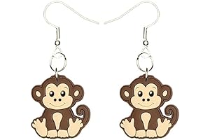 Unique Monkey Earrings for Animal Lovers - Hypoallergenic Silver Plated Fishhooks