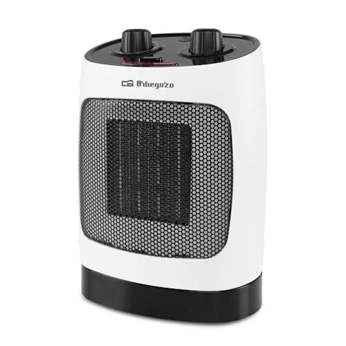 Orbegozo CR 5032 - Calefactor cerámico, 2 Niveles de potencia, Modo ventilador, Oscilante, Asa, Protección sobrecalentamiento, 2000 W
